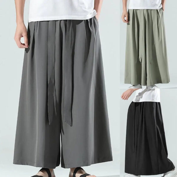 Cozy Black Ice Silk Hakama Kung Fu Pants - Image 3