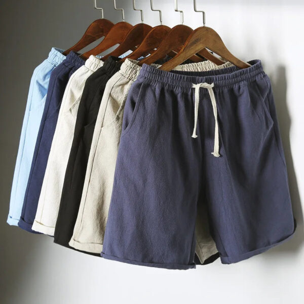 Summer Men's Straight Tube Cotton Linen Shorts - Image 5