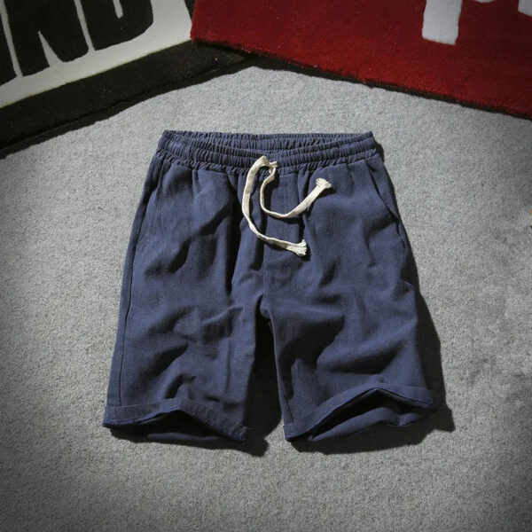 Summer Men's Straight Tube Cotton Linen Shorts - Image 2