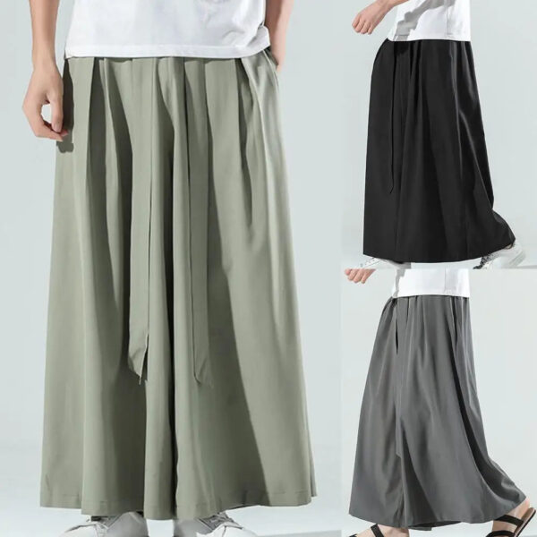 Cozy Black Ice Silk Hakama Kung Fu Pants