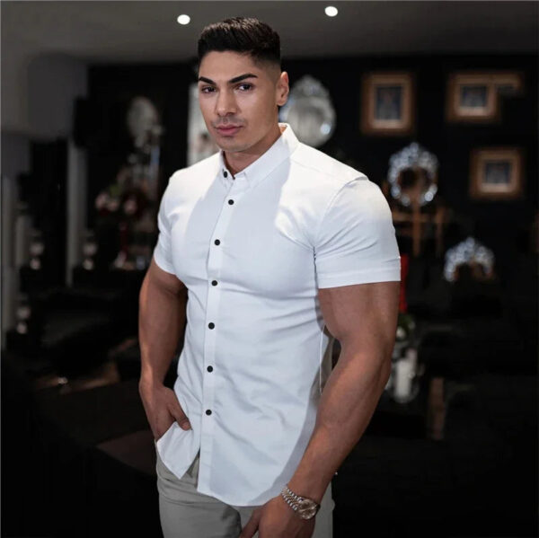 Summer Fashion Slim Fit Short Sleeve Men's Shirt - Image 3