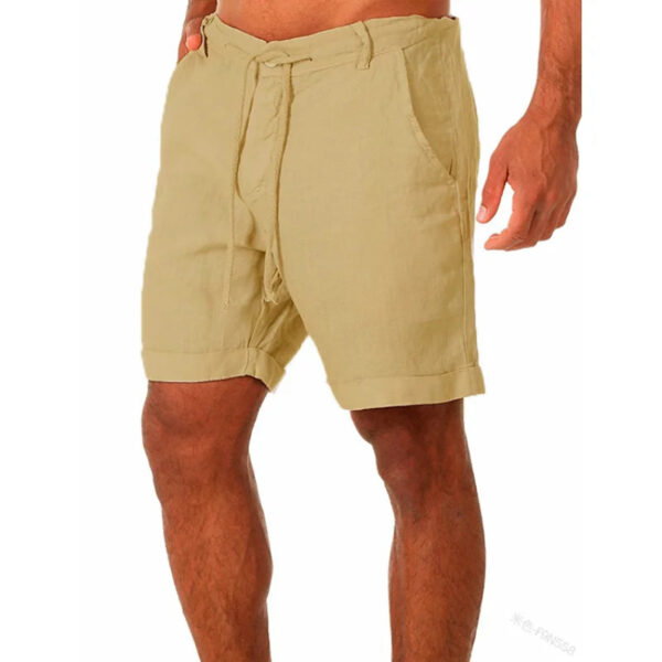 New Solid Color Lace-up Cotton Hemp Shorts - Image 4