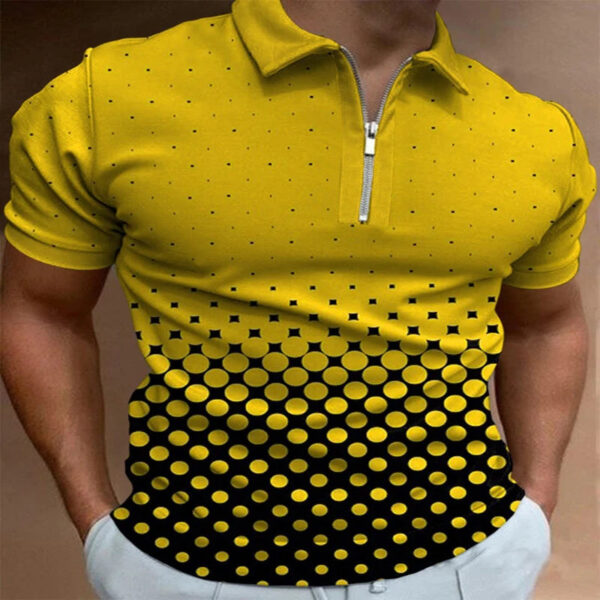 Vertical bar printing Polo Shirt for Men Hawaiian 3D Print Zipper Polo Short Sleeve Summer Shirt - Image 5