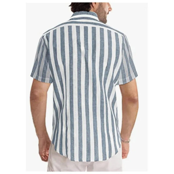 Summer Men's Stylish Striped Beach Shirt - Image 3