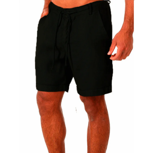 New Solid Color Lace-up Cotton Hemp Shorts - Image 2