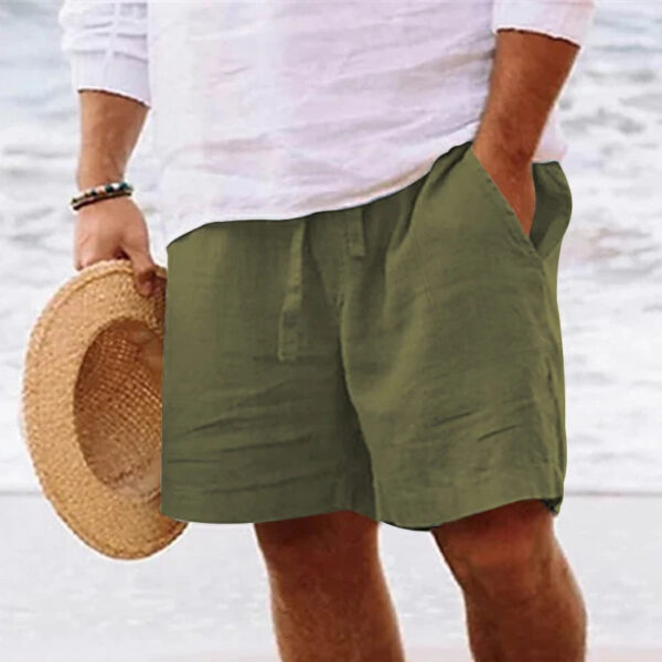 Men's Summer Cotton and Linen Drawstring Shorts - Image 6