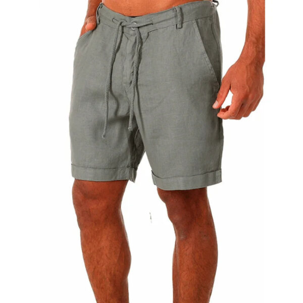 New Solid Color Lace-up Cotton Hemp Shorts - Image 3