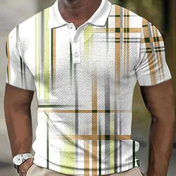 Vertical bar printing Polo Shirt for Men Hawaiian 3D Print Zipper Polo Short Sleeve Summer Shirt - Image 4