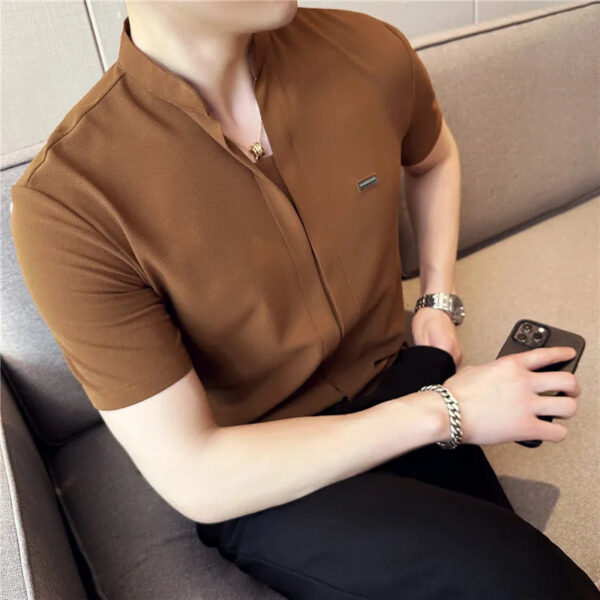 Summer Ice Silk Short Sleeve Men's Casual Shirt - Image 2