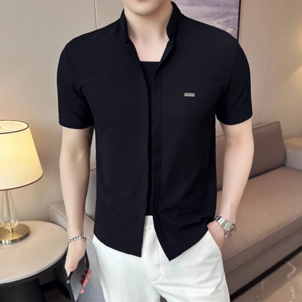 Summer Ice Silk Short Sleeve Men's Casual Shirt - Image 4