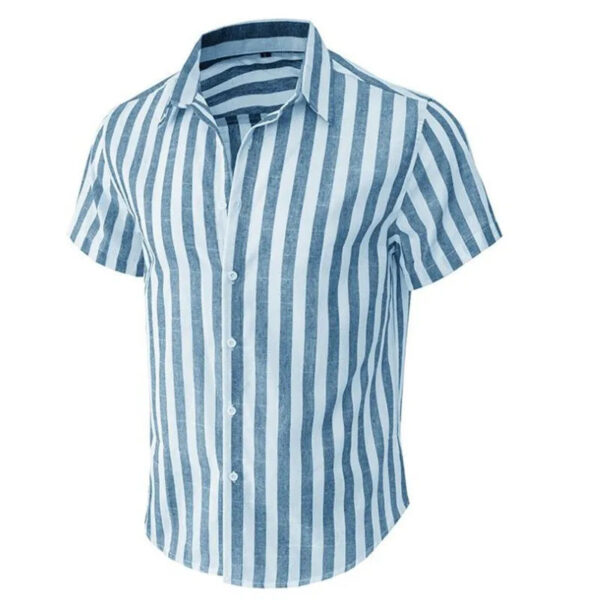 Summer Men's Stylish Striped Beach Shirt - Image 5