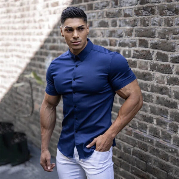 Summer Fashion Slim Fit Short Sleeve Men's Shirt - Image 2