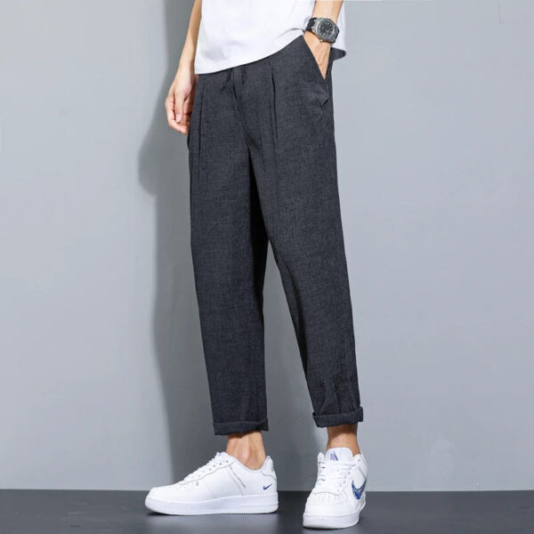 Summer Cotton Linen Men's Trousers Fashion Casual Pants - Image 4