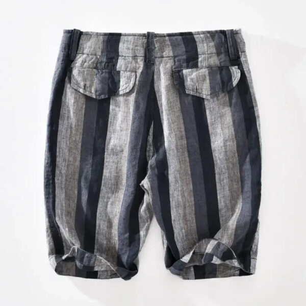 Summer New Contrast Striped Linen Shorts - Image 3