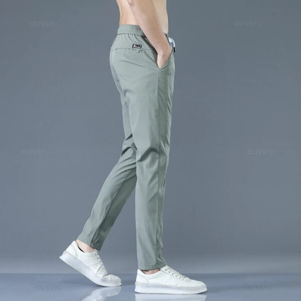 Men's Spring Summer Green Casual Trousers - Image 4