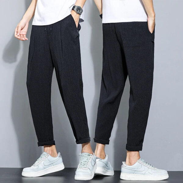 Summer Cotton Linen Men's Trousers Fashion Casual Pants - Image 3