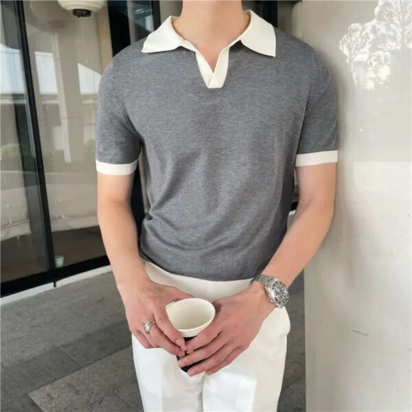 Summer Lapel Breathable Men's Short Sleeve Polo Shirt - Image 2