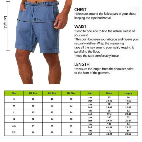 Men's Fashion Linen Solid Color Casual Shorts - Image 6